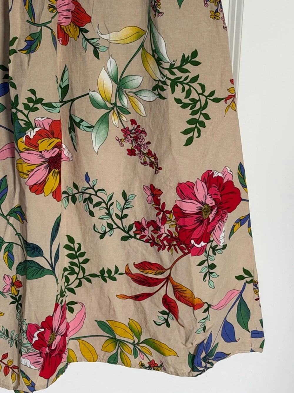 McLLINI Beige Floral A-Line Midi Skirt Size 8 54962